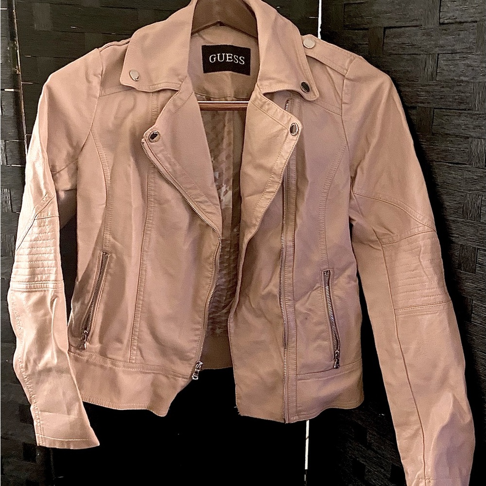 GUESS Dusty Pink Faux Leather ‘Alice’ Moto Jacket
Size S